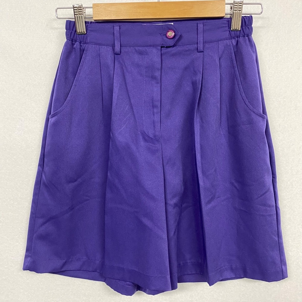 Coral Bay Golf Women 6P Shorts Purple Vintage High Waisted Pleated Comfy Active